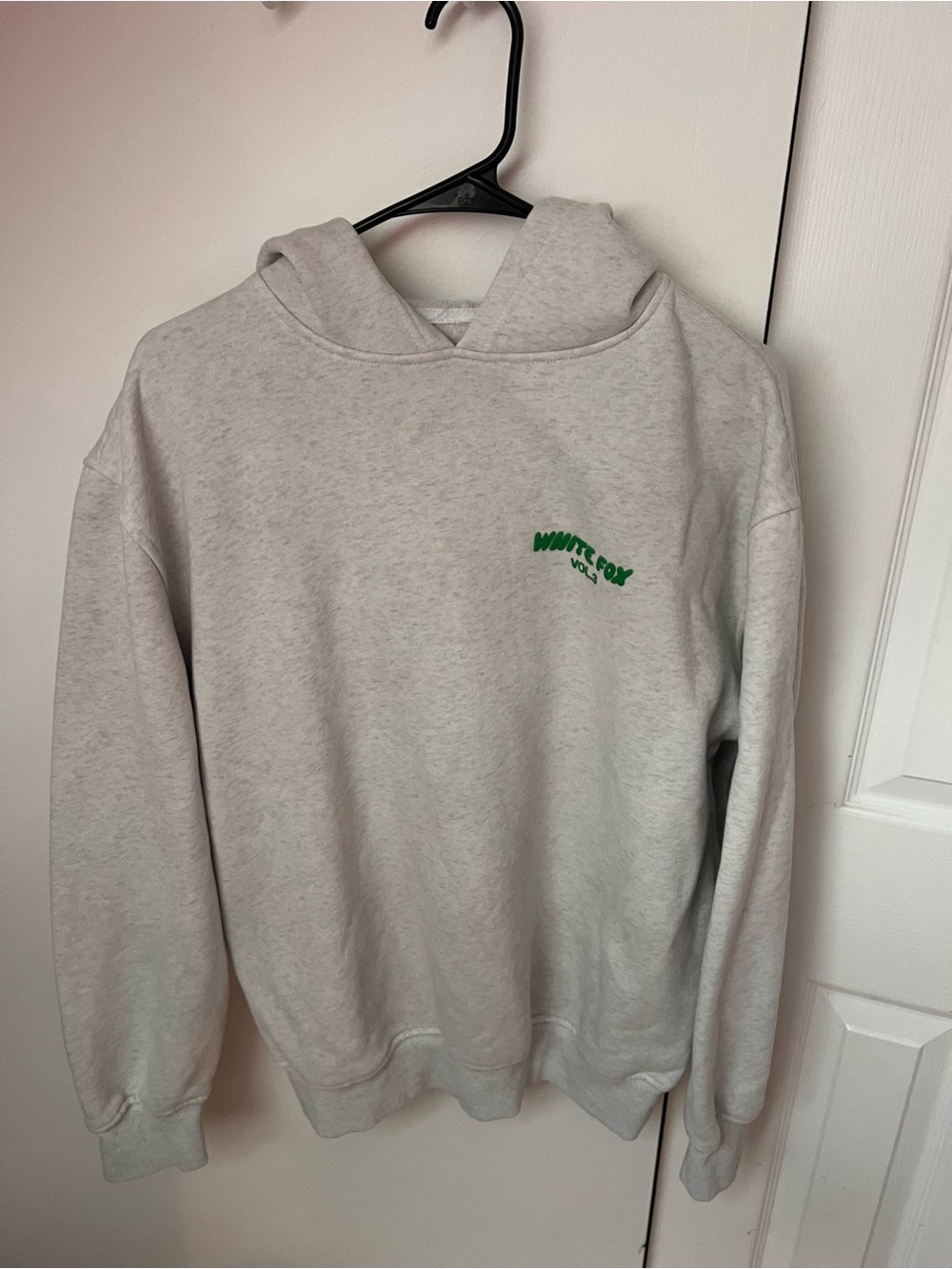 White Fox Boutique Light Gray Hoodie with Green Logo